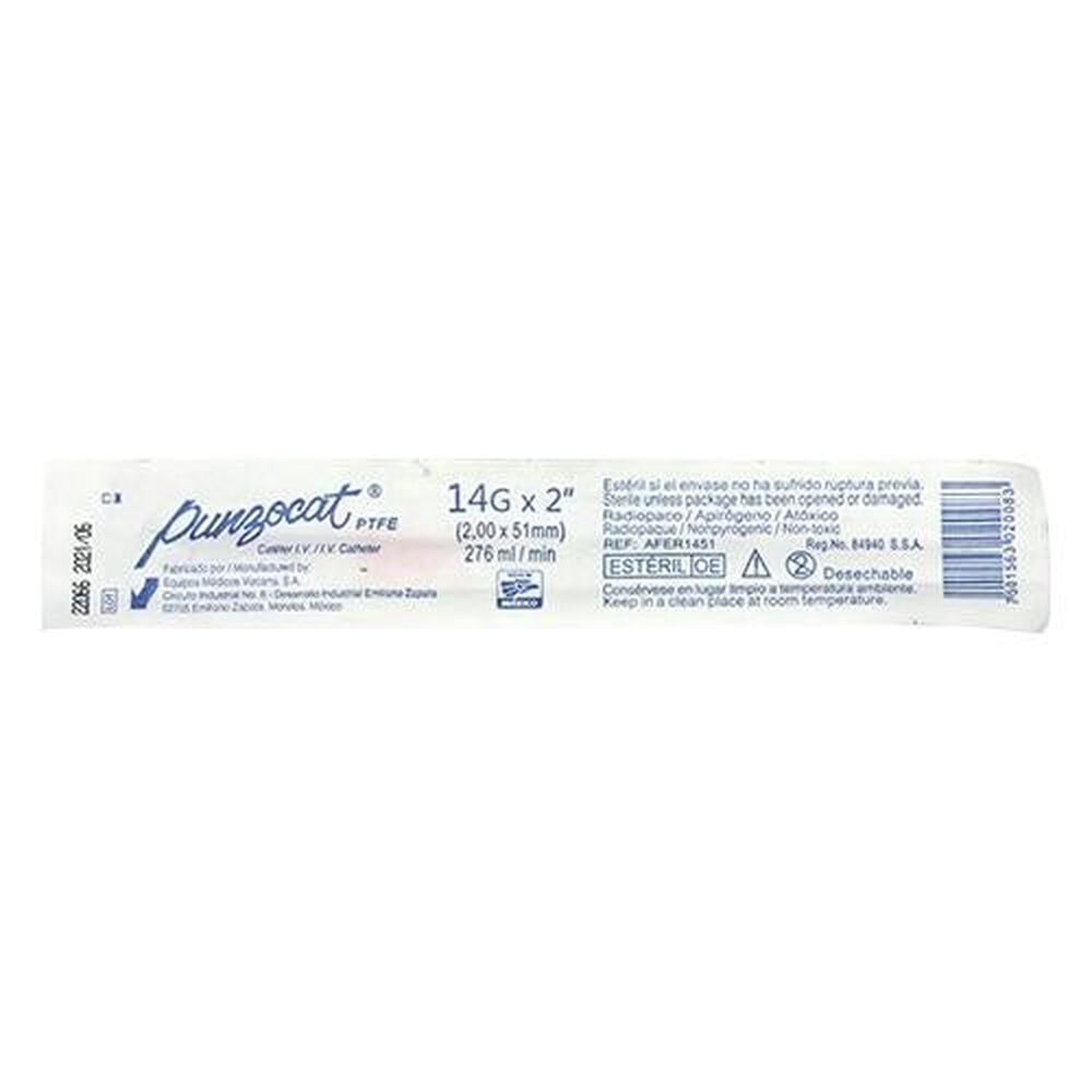 Catéter intravenoso Punzocat Vizcarra 14G × 2 pulgadas radiopaco