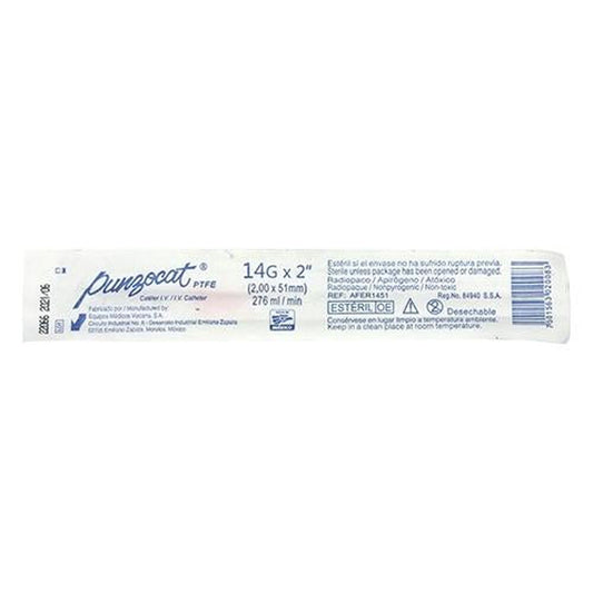 Catéter intravenoso Punzocat Vizcarra 14G × 2 pulgadas radiopaco