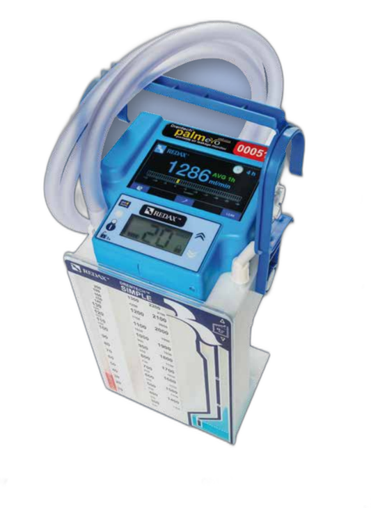 Redax Drentech Palm Evo R10192, unidad portátil de vacío para drenaje torácico, sobre fondo blanco