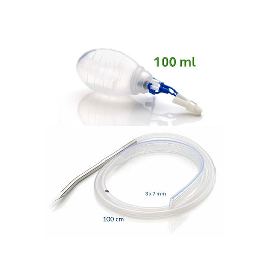 Redax kit de drenaje Jackson-Pratt con reservorio de 100 ml y drenaje de 3 × 7 mm