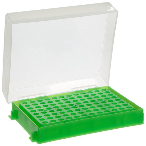 Gradilla PCR Heathrow Scientific HS23461D, verde, fotografía oficial; tubos ilustrativos no incluidos