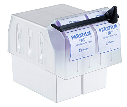Dispensador para película de sellado Heathrow Scientific HS120758, blanco, fotografía oficial; película mostrada como ejemplo de uso