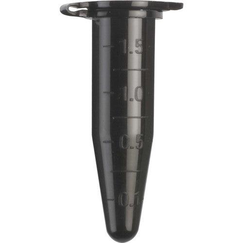 Tubo Heathrow Scientific HS4323K, 1.5 mL, negro, fotografía oficial ilustrativa; cantidad y presentación según la tabla