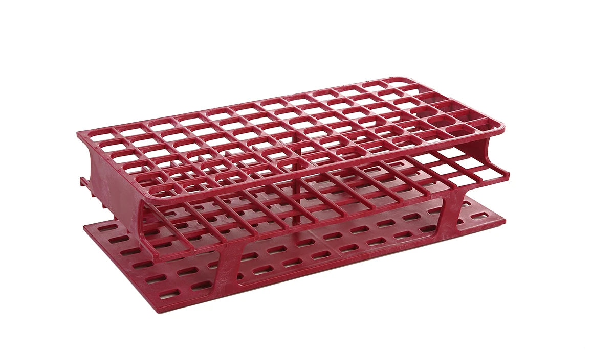 Gradilla OneRack Heathrow Scientific HS27512D de POM en color magenta, 72 posiciones con pozo de 16 mm