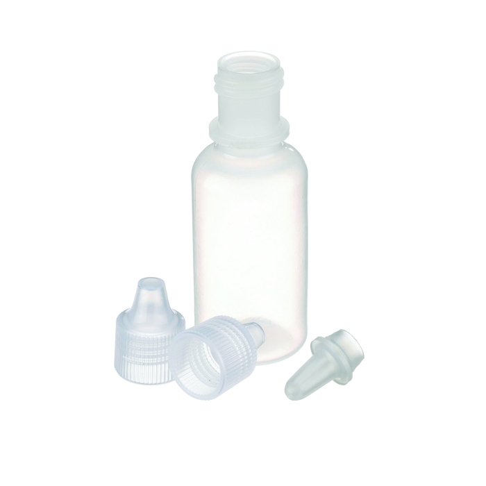 Frasco dosificador WHEATON 211604 de 15 mL, LDPE con punta de chorro y tapa. Fotografía oficial del formato; referencias WHE-211604