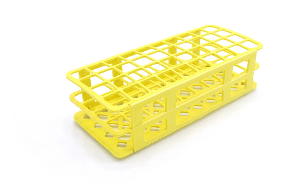 Gradilla Fold & Snap Heathrow Scientific HS243071Y, 40 posiciones de 20 mm, color amarillo