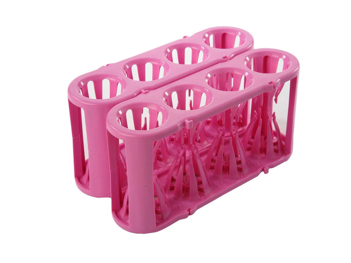 Dos gradillas adaptables Adapt-A-Rack Heathrow Scientific HS120189, color rosa, cuatro posiciones por gradilla