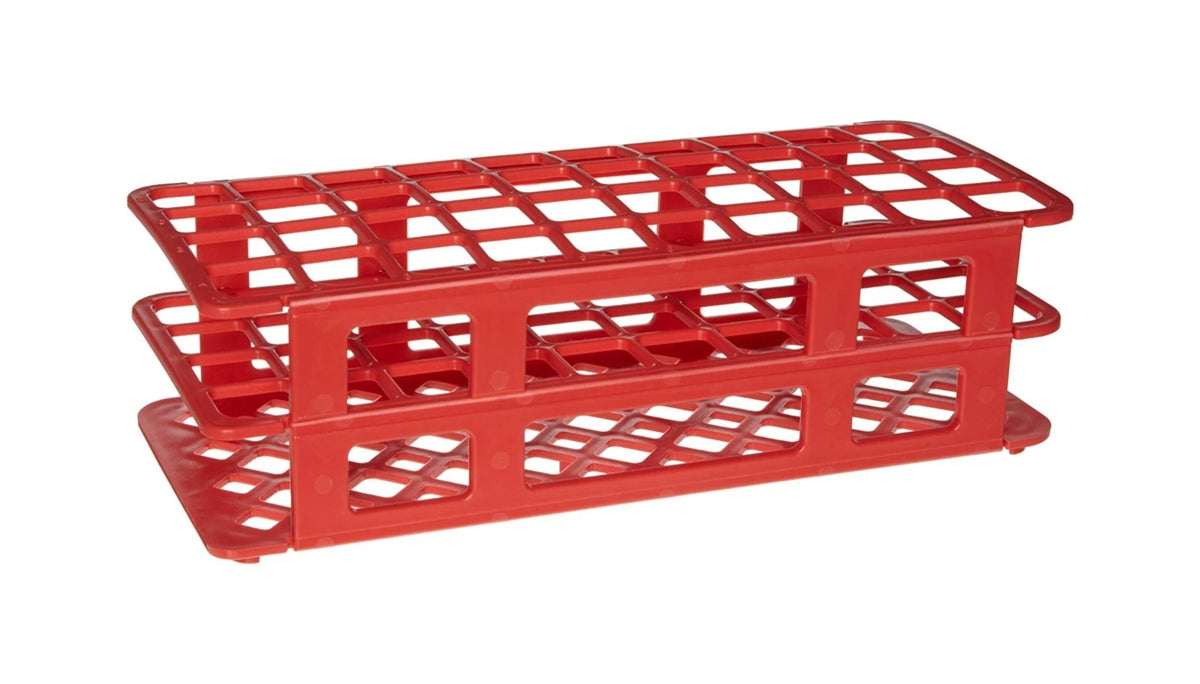 Gradilla Fold & Snap Heathrow Scientific HS243071R, 40 posiciones de 20 mm, color rojo