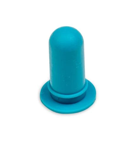 Bulbo de silicona Heathrow Scientific HS20629B de 3 mL, azul, vista sin empaque