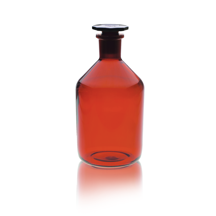 Frasco WHEATON 215259 de vidrio ámbar, 500 mL, con tapón esmerilado. Referencias WHE-215259