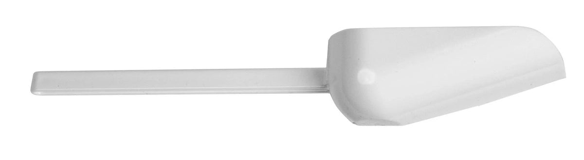 Cuchara de muestreo Heathrow Scientific HS120855 de 125 mL, blanca, estéril, vista sin empaque