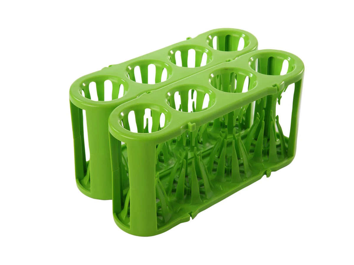 Dos gradillas adaptables Adapt-A-Rack Heathrow Scientific HS120191, color verde, cuatro posiciones por gradilla