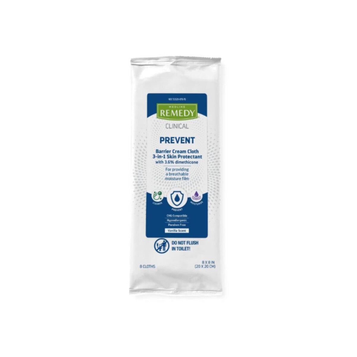 Medline MSC092508 toallitas Remedy con aroma sobre fondo blanco