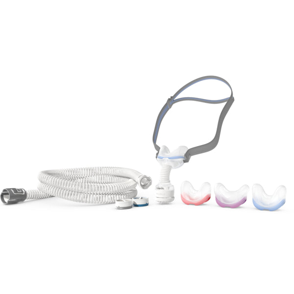 Kit ResMed AirMini AirFit N30 38878 completo, con arnés, cojines, tubo y cartuchos, foto original del fabricante.