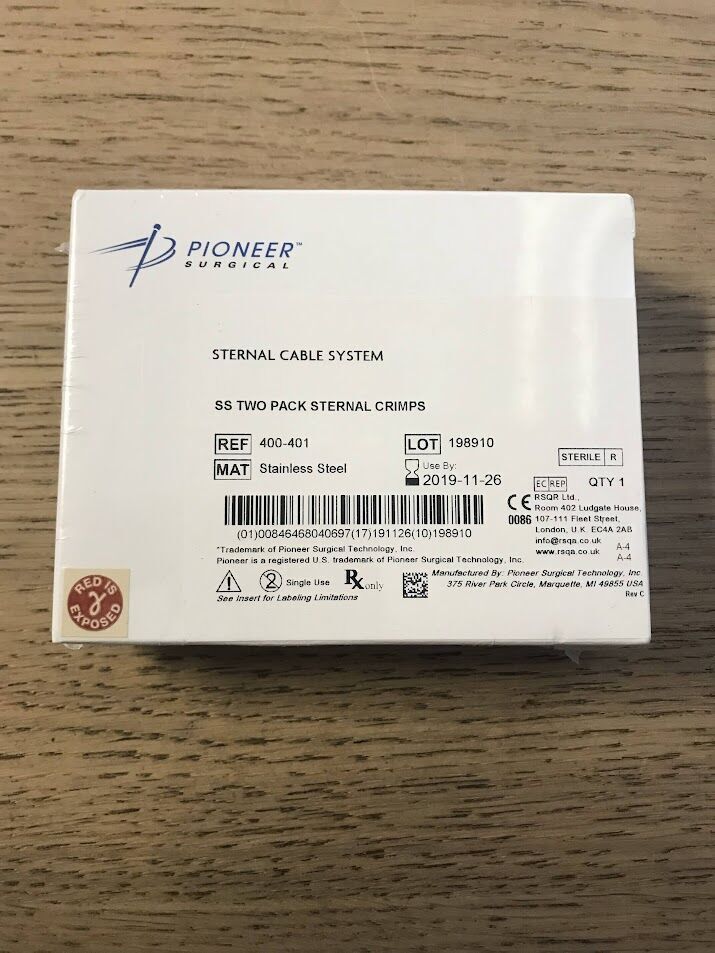Pioneer Sternal Cable System 400-401, abrazaderas de acero inoxidable, paquete con 2