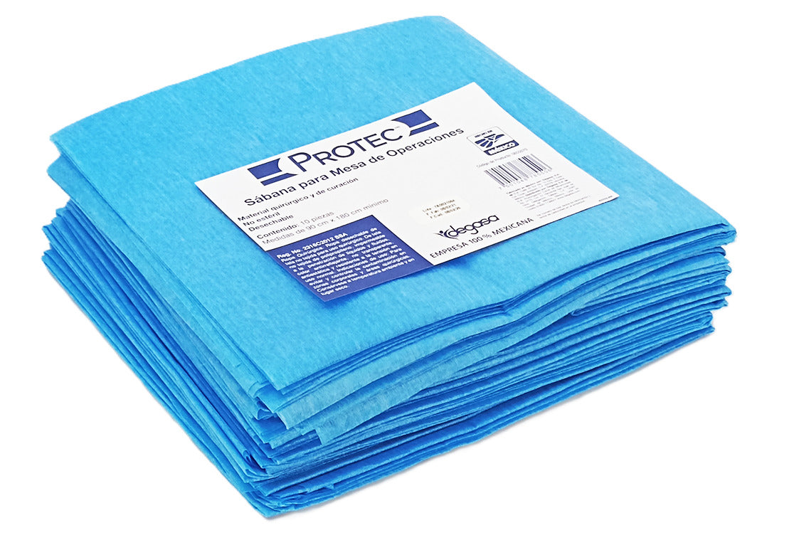 Sábanas desechables Protec azules de 90 × 180 cm en bolsa con 10 piezas