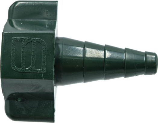 Adaptador verde Salter Labs 1205 de oxígeno con tuerca roscada y extremo espigado