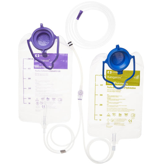 Kangaroo ePump 674668: bolsa de alimentación enteral de 500 ml y bolsa de enjuague de 500 ml con línea de administración