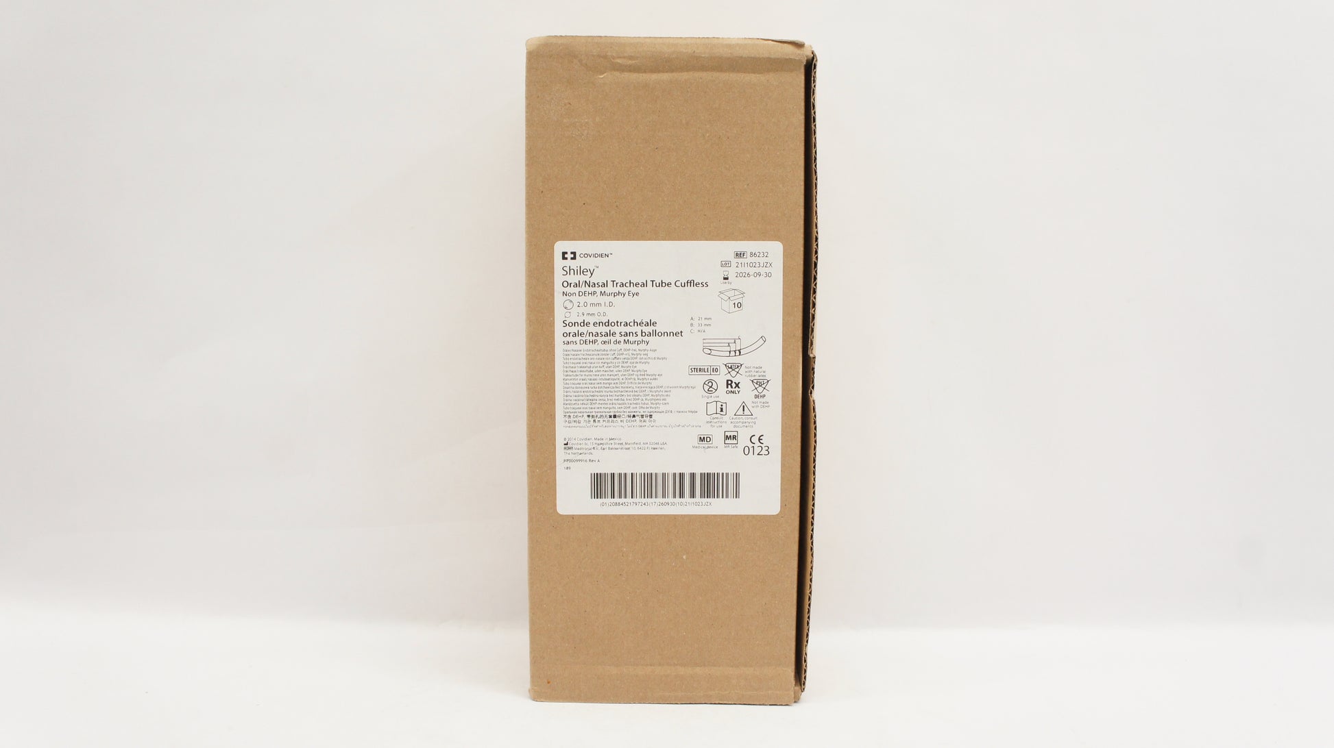 Shiley sonda endotraqueal sin cuff 2.0 mm, referencia 86232