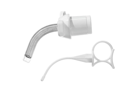 Cánula de traqueostomía TRACOE Silcosoft Ped REF 370 de silicona con refuerzo en espiral y obturador de anillo, sobre fondo blanco; foto de familia sin talla impresa