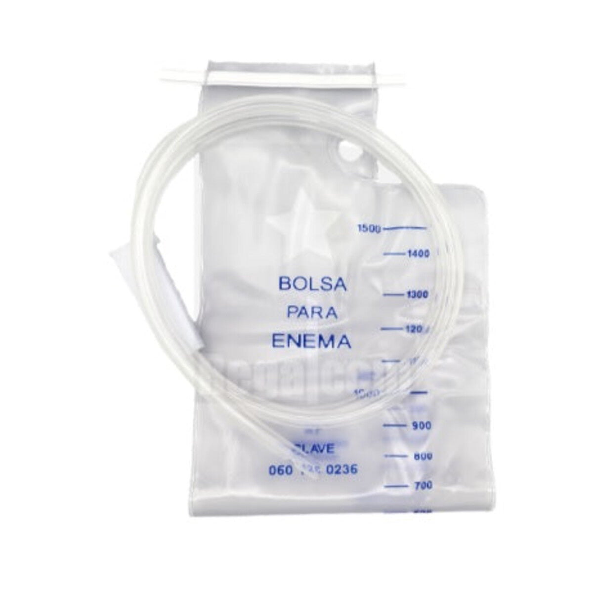Bolsa Siliceo para enema sin tapón de 1750 ml sobre fondo blanco