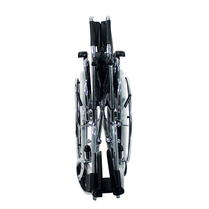 Silla de ruedas Handy S300 plegada, de frente, con respaldo y ruedas en cuadro