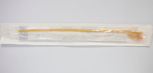 Sonda Foley Covidien Dover de látex con recubrimiento de silicón, calibre 16 Fr, globo de 5 ml y 2 vías, en su empaque estéril