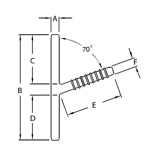 Diagrama de cotas A–F del Montgomery Safe-T-Tube pediátrico 3200 en milímetros