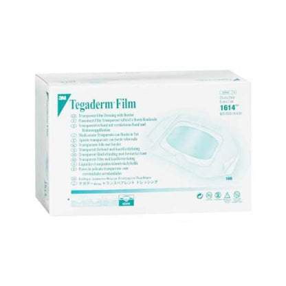 Caja 3M Tegaderm Film 1614, apósito transparente con borde 6 × 7 cm, 100 apósitos