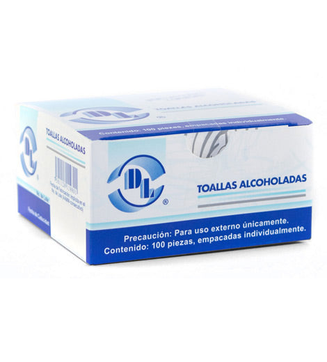 Toalla alcoholada DENTILAB TAC100 con alcohol isopropílico al 70% caja con 100 piezas