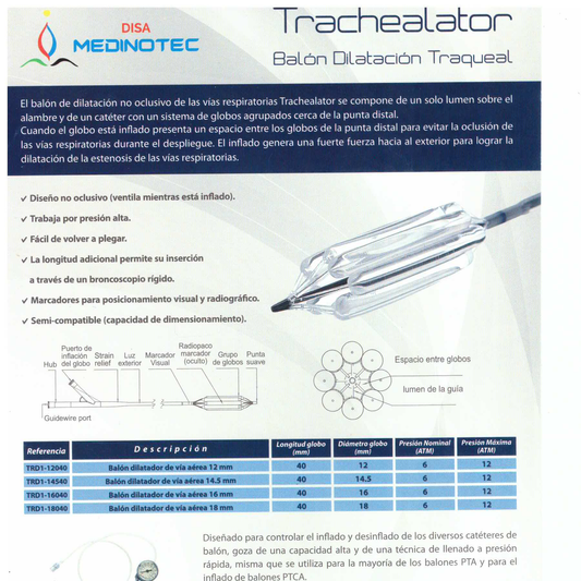 Balón dilatador traqueal Trachealator Medinotec de 12 a 18 mm