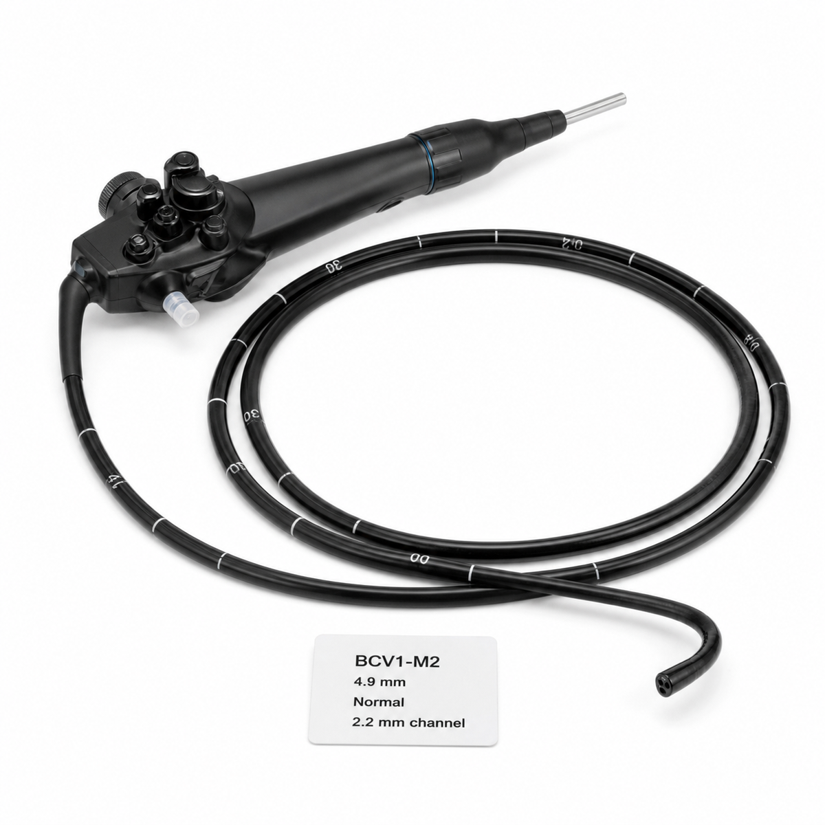 Imagen ilustrativa optimizada: Vathin H-SteriScope BCV1-M2, broncoscopio flexible desechable Normal de 4.9 mm con canal de trabajo de 2.2 mm, sobre fondo blanco