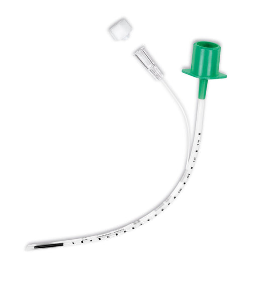 Cánula endotraqueal pediátrica Vygon 5516 de PVC transparente con vía lateral para surfactante y conector ISO 15 mm, foto de familia sin REF