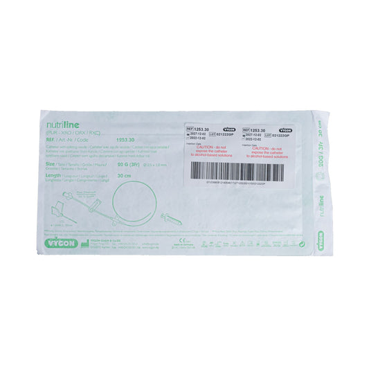 Sobre Vygon Nutriline REF 1253.30: PICC de poliuretano 3 Fr × 30 cm, aguja sécable 17 G