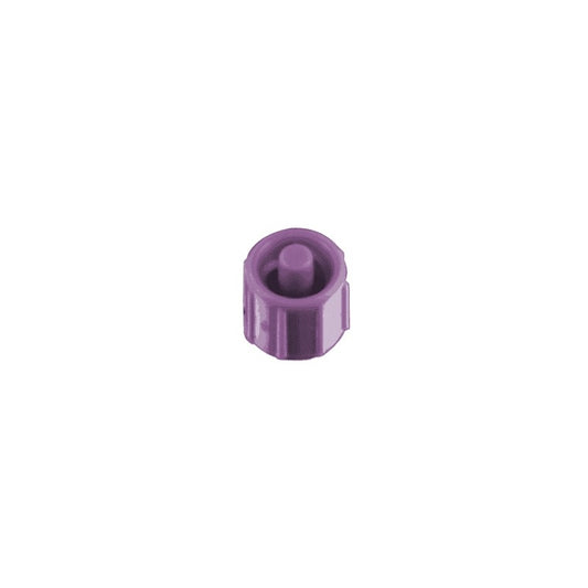 Tapón lila Vygon Nutrisafe2 REF 828.01, conector macho para jeringa enteral, sobre fondo blanco