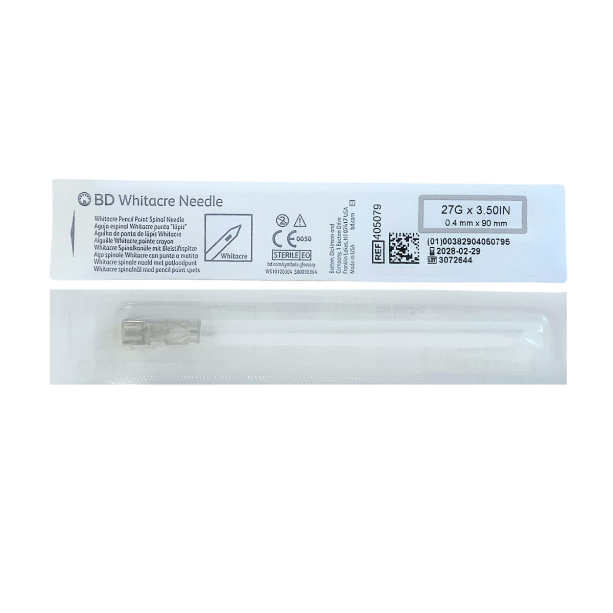 BD Whitacre espinal 27G x 3.5 pulgadas, referencia 405079