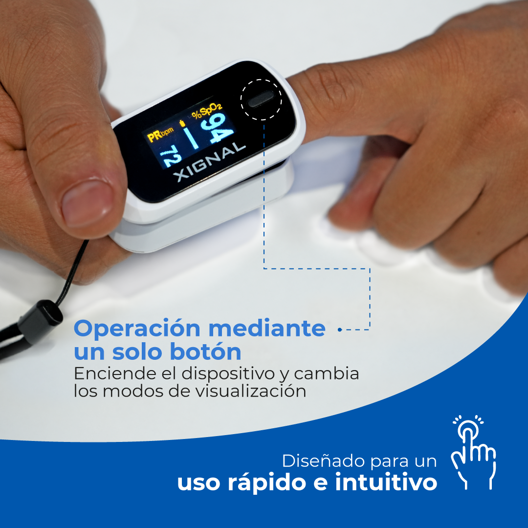 Botón único del oxímetro de pulso Xignal MD300C2.
